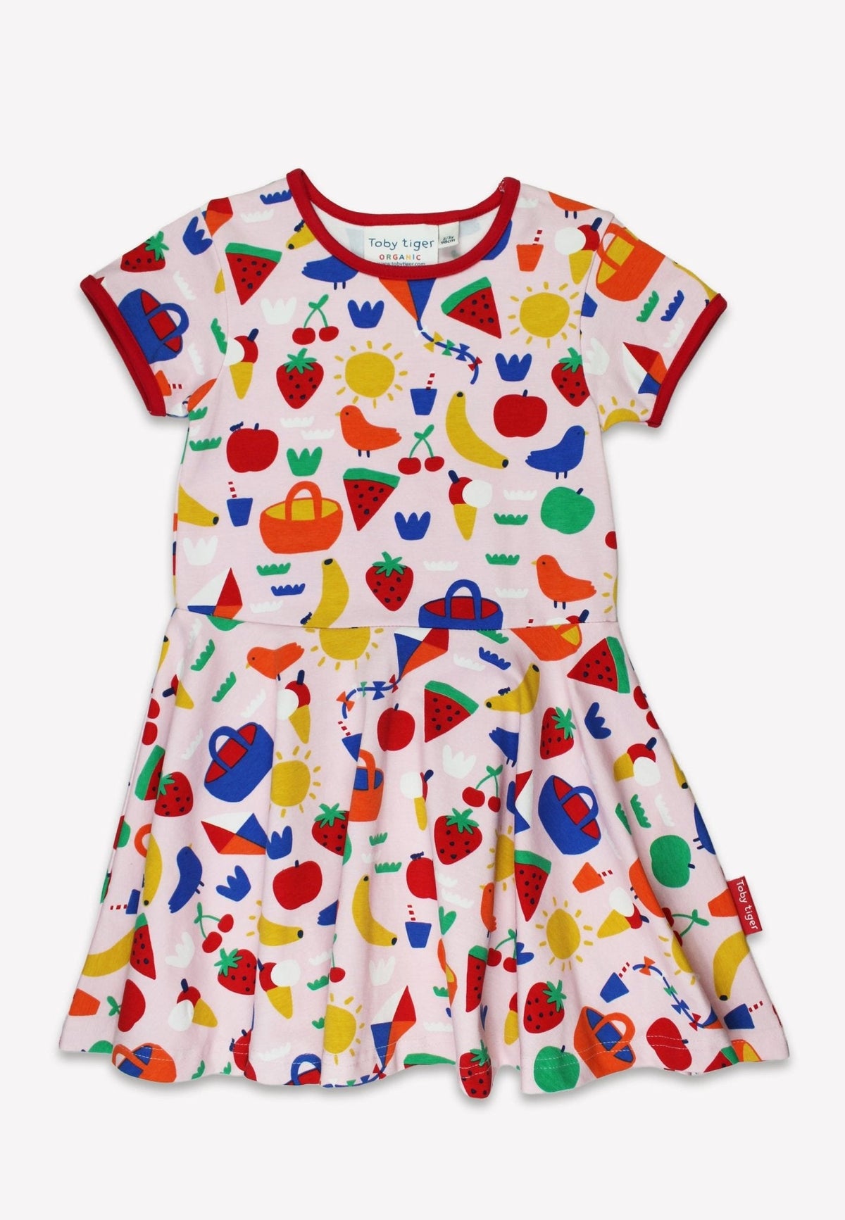 Organic Picnic Print Short Sleeved Skater Dress