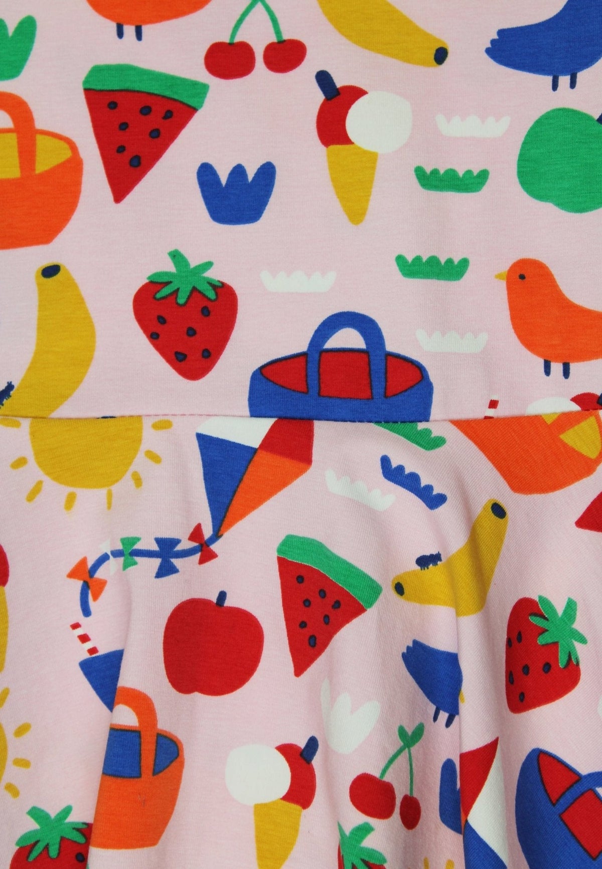 Organic Picnic Print Short Sleeved Skater Dress