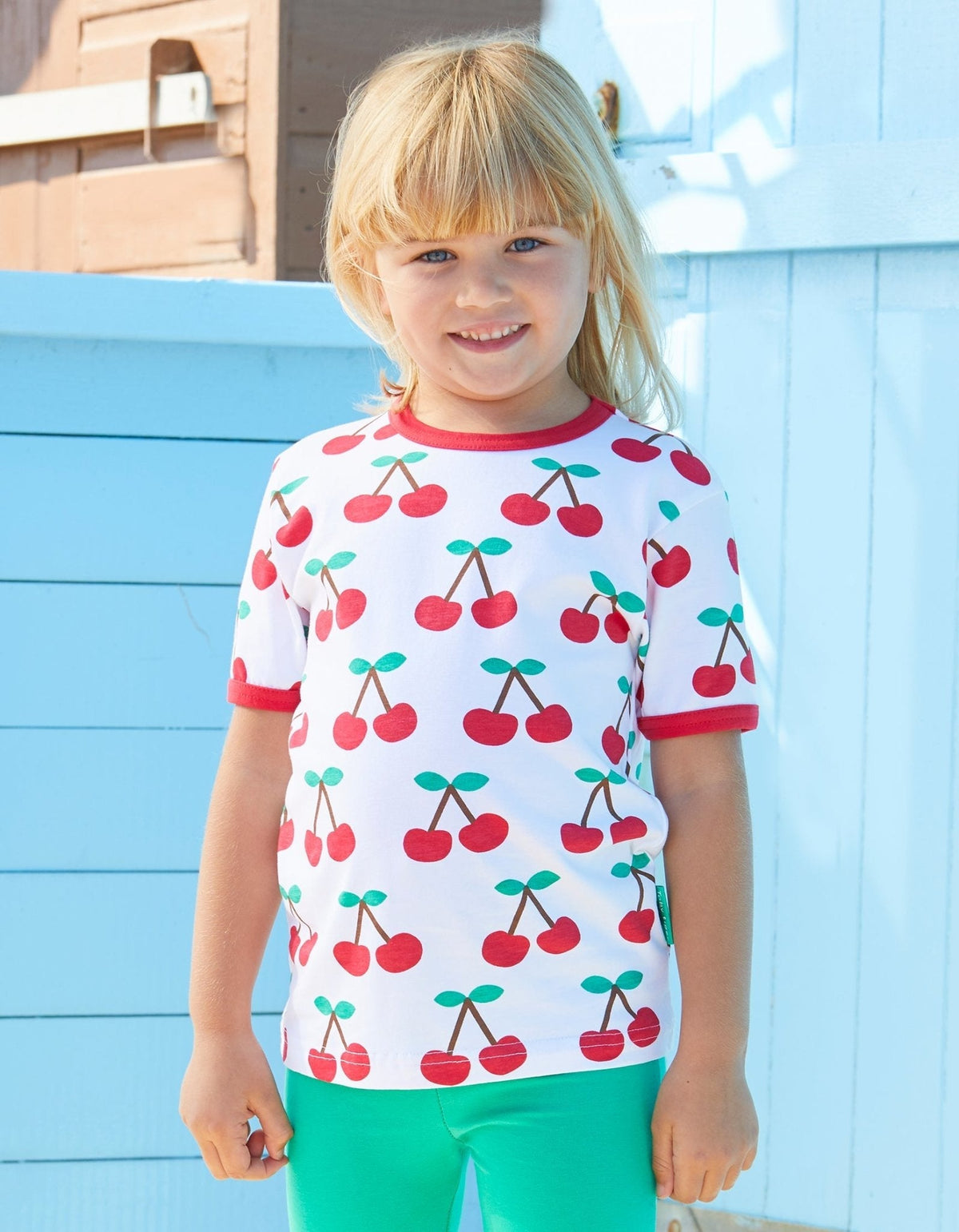 Organic Cherry Print Short-Sleeved T-Shirt