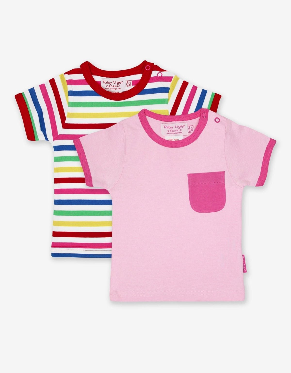 Organic Pink Multi Stripe 2-Pack Short-Sleeved T-Shirt