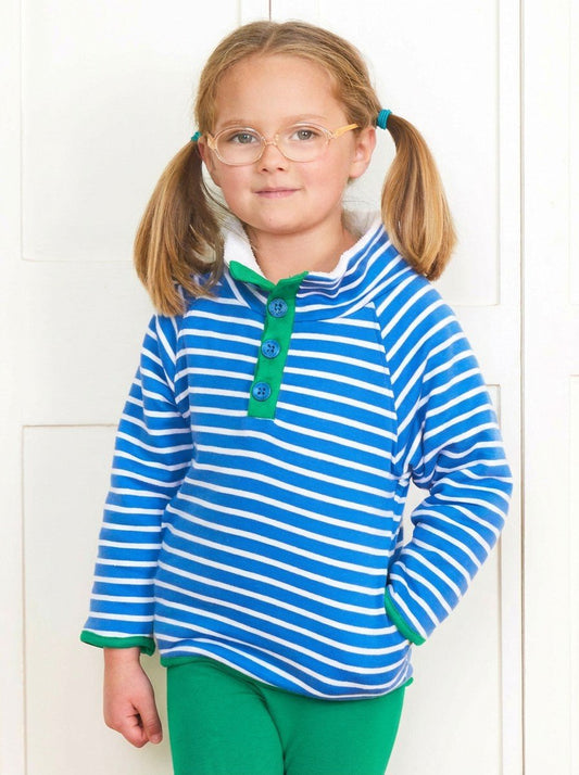 Organic Blue Breton Cosy Fleece Sweatshirt