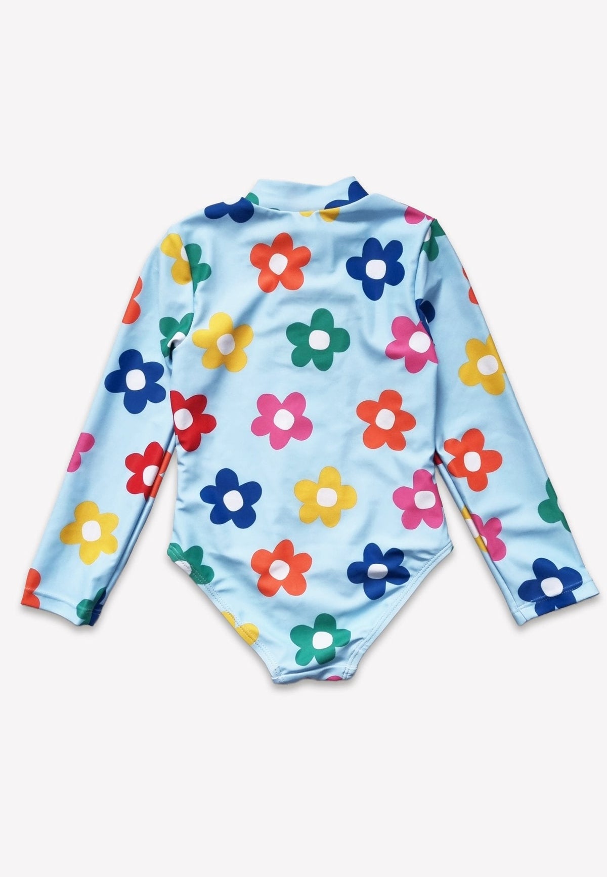 Rainbow Bloom Print Long-Sleeved Kids' Swimsuit