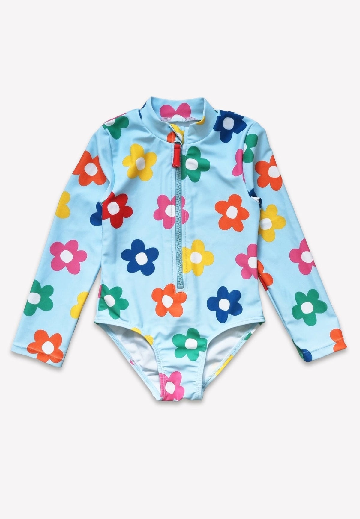 Rainbow Bloom Print Long-Sleeved Kids' Swimsuit