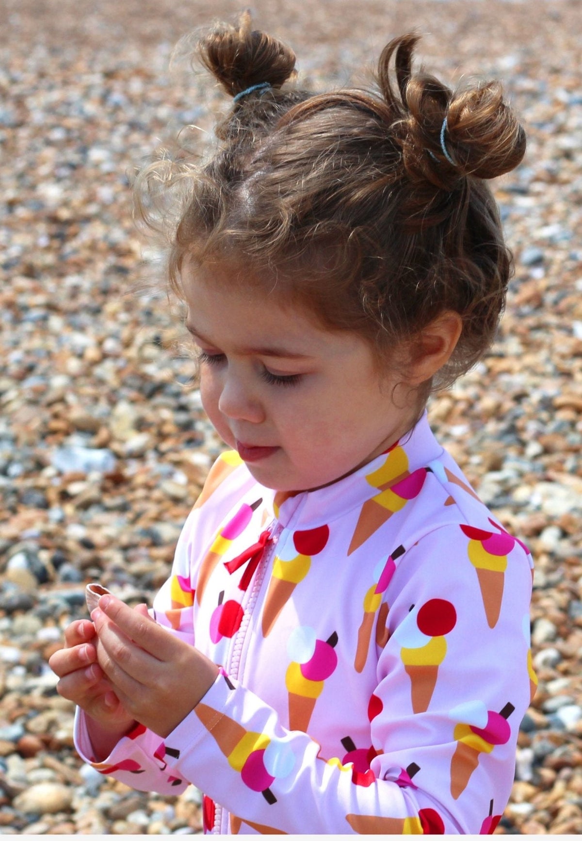 Ice Cream Cones Print Long-Sleeved Kids' Swimsuit