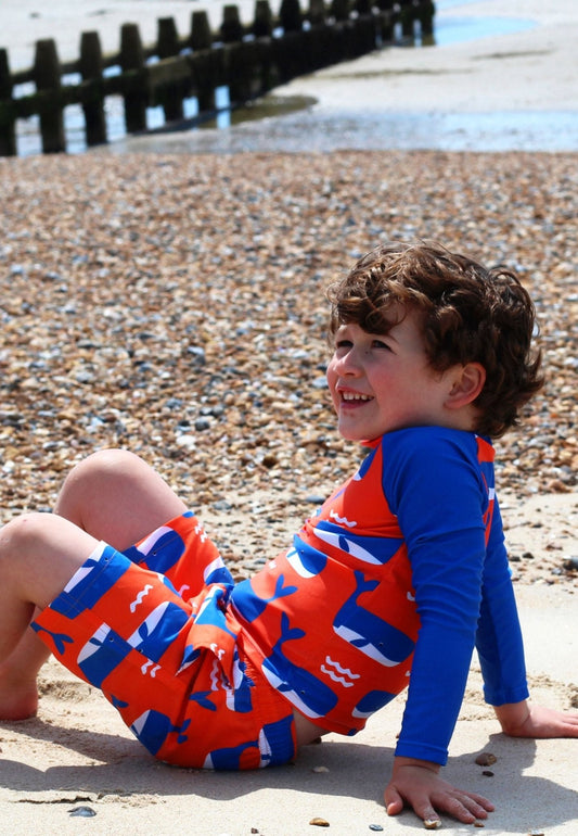 Whale Waves Print Kids' Rash Vest
