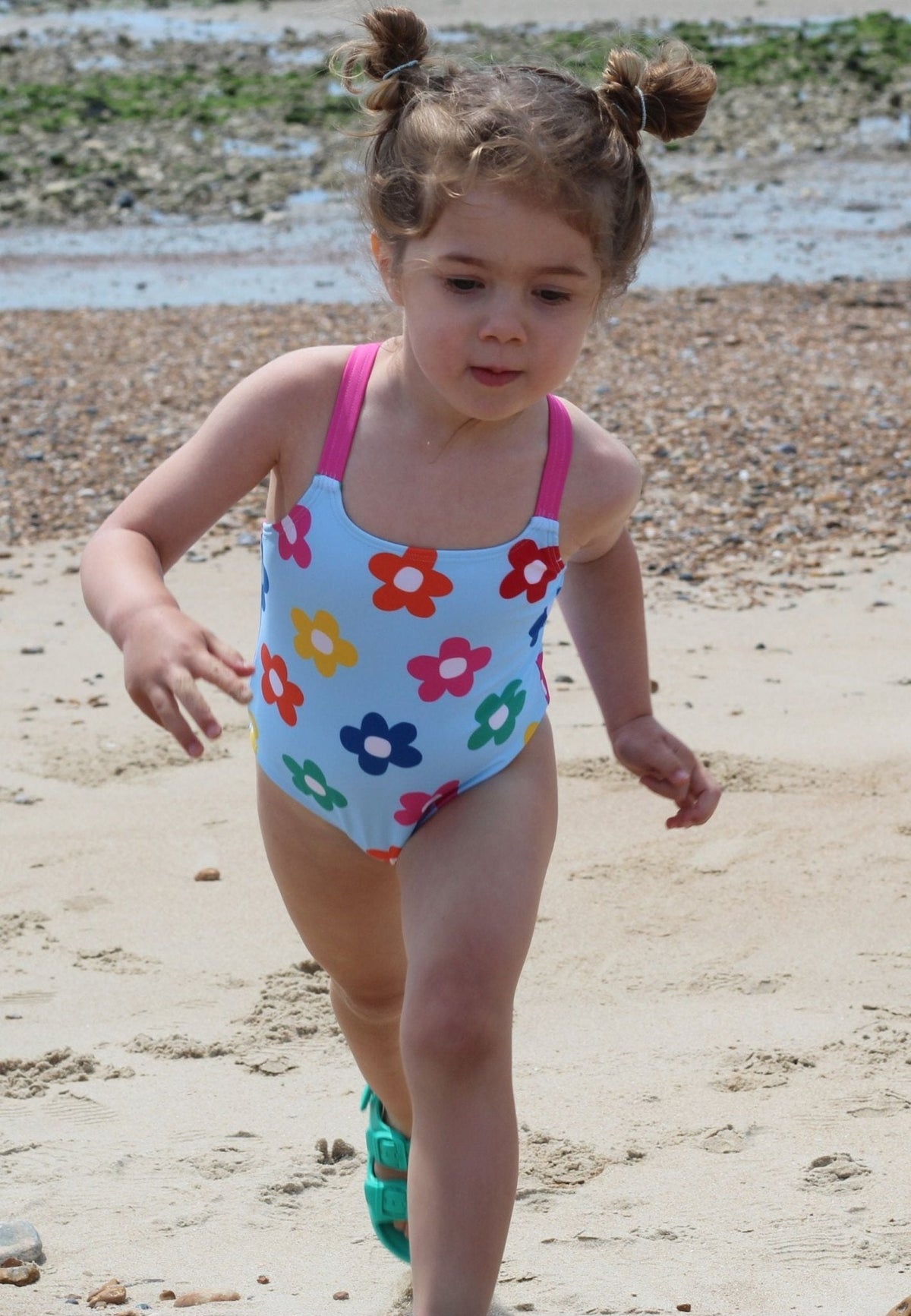Rainbow Bloom Print Kids' Swimsuit